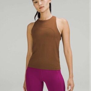 Lululemon Size 12 Swiftly Tech Tank Racerback High Neck Waist Length Brown